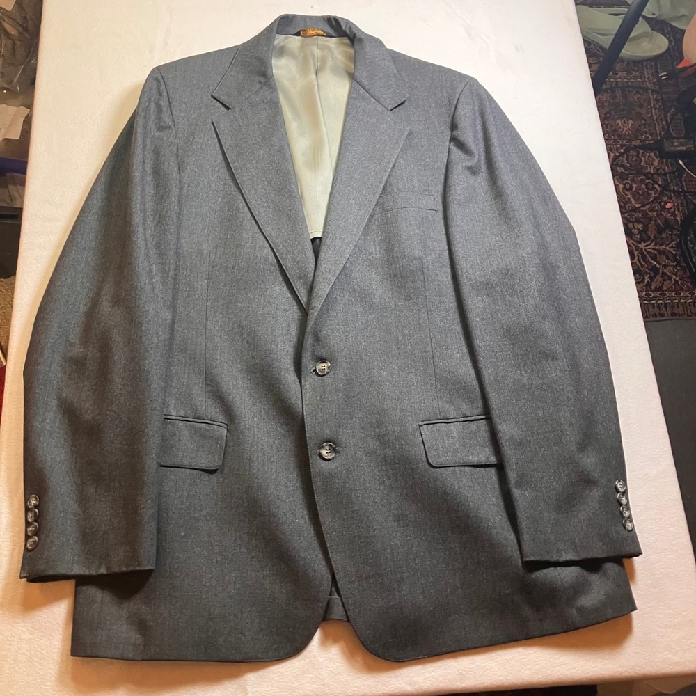 Van Julian Mens Gray Wool Blend‎ Blazer Jacket 2 Button Sport Coat
